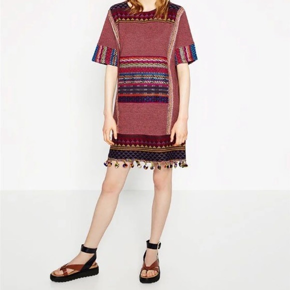 Zara Dresses & Skirts - 🧶ZARA TRIBAL PRINT SHIFT DRESS🧶